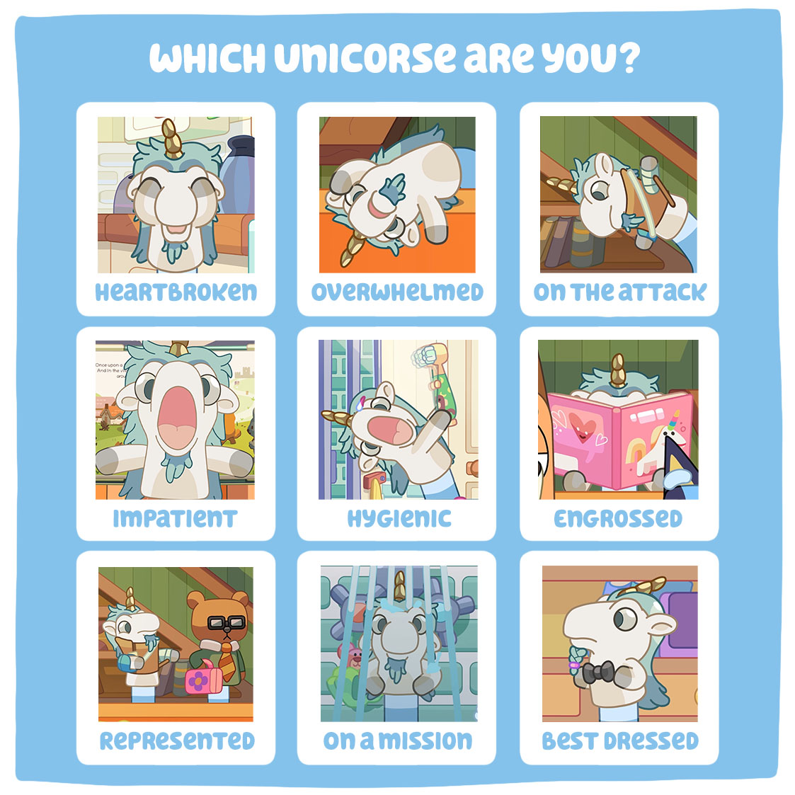 It's time, Salad Dodgers: Which Unicorse are you?

#Bluey