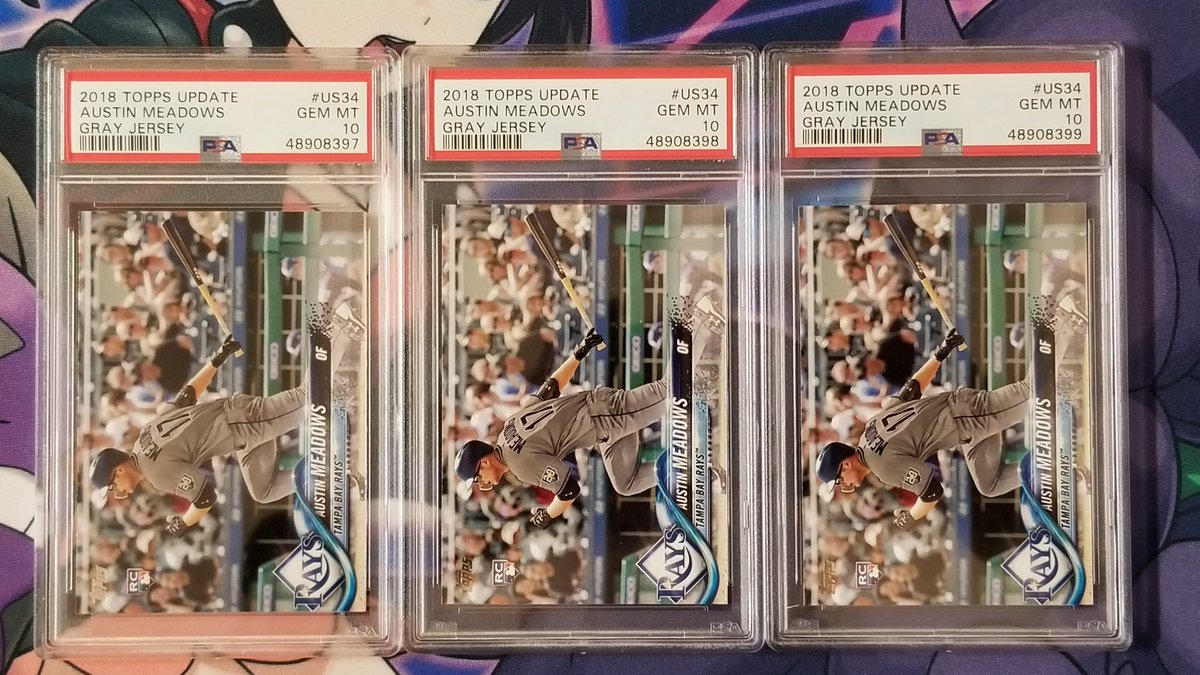 epicfamilycards's tweet photo. 🔥#TwitterNational3 Stack Sale🔥

2018 Topps Update Austin Meadows PSA 10

$5 each, 3 available
All for $12

See pinned tweet for sale/shipping info

Hosted by 
@HiveCards @HiveRetweets

Sponsored by 
@SimmosSigs

Follow all 75 sellers👇
 https://t.co/cP5M9PBsMG… https://t.co/xfk3fMQfRD