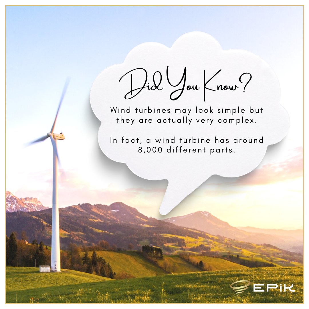 EpikEnergy's tweet photo. #DidYouKnow: Wind turbines may look simple but they are actually very complex.

EPiK is a highly experienced, and knowledgeable team of renewable energy professionals ready to help you with your next renewable energy project.

Let's Chat.
1-855-744-0199
https://t.co/xfVh2CZNDv https://t.co/h4fERisp13