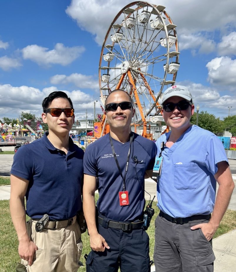 Our @IUSMEmergMed emergency medicine residents out here at the Indiana State Fair with @IndianapolisEMS and the @indianaRedCross - hope you have a chance to visit!