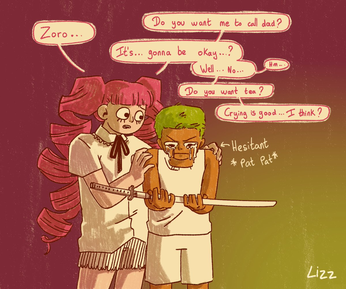 lizzbian_himbo's tweet image. Something small about not knowing how to deal with your sibling's emotions
#zoro #perona #onepiece