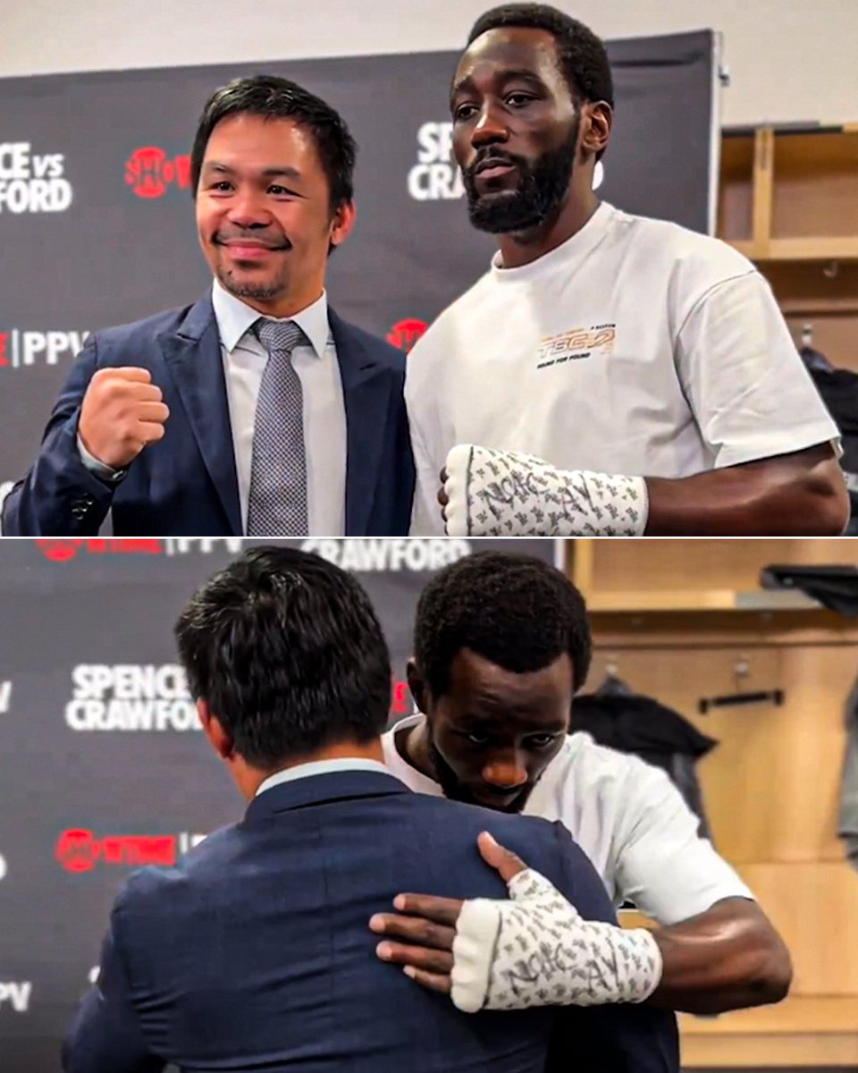 ESPNRingside's tweet photo. This link up 🔥 

@MannyPacquiao visited @terencecrawford in the locker room 🤝 #SpenceCrawford https://t.co/27gwkWV7yj