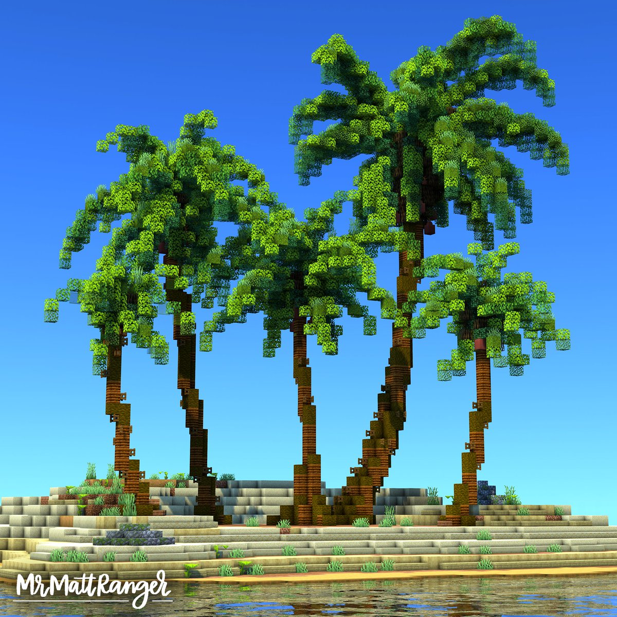 TheMrMattRanger's tweet photo. Minecraft Palm Trees
---------------------------
Some survival friendly trees I made for a larger project I am working on.

If you want these trees you can download them on my patreon linked in bio.

#Minecraft #Minecraftbuilds #minecraft建築コミュ https://t.co/akLikuHFLj