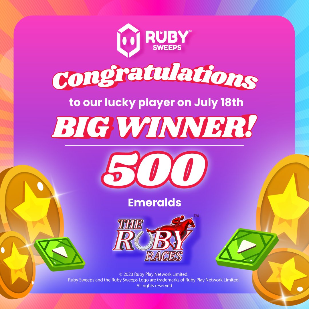 RubySweeps's tweet image. Once again Ruby Races has been HOT 🔥  
A big congratulations to this lucky winner! 

#SpinWinRepeat