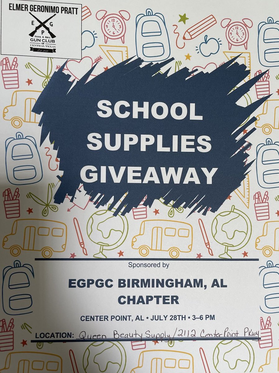 EGPGunClub's tweet photo. #EGPGC #Alabama was out in the Birmingham community today helping parents get a jump on school supplies for the upcoming school year 📚🎒❤ looking good @BrokenLinq https://t.co/hzsh1S52Gr