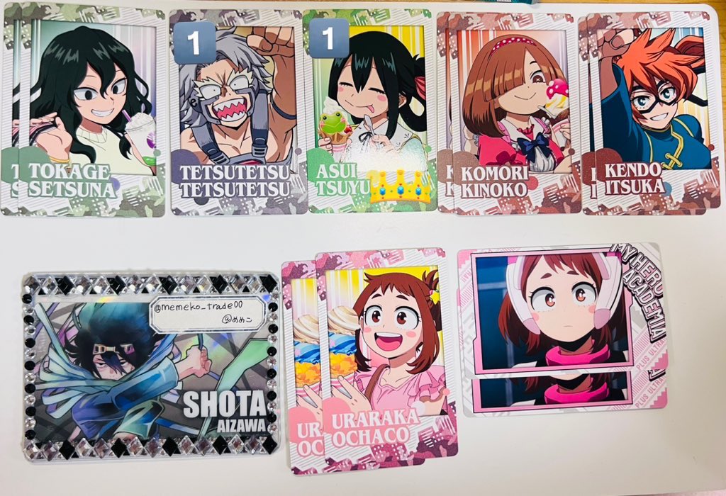 memeko_trade00's tweet photo. 【譲渡】僕のヒーローアカデミア スナップマイド5 スナマイ

譲）写真×2（数字のあるものは各1）

求）1枚91円＋送料

※郵送のみ
※4枚〜
※👑は無印から同数同時お引取り
※纏めての方優先

お返事お時間いただく場合ございます
よろしくお願いします。 https://t.co/mwtlb3R90e