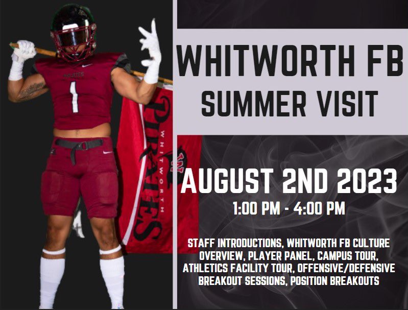 Thank you <a href="/Coach__Shaw/">Mac Shaw</a> and <a href="/WhitworthFB/">Whitworth FB</a> for inviting me to come visit the University!
<a href="/coachsandberg/">Rod Sandberg</a> 
<a href="/ian_kolste/">Ian Kolste</a>