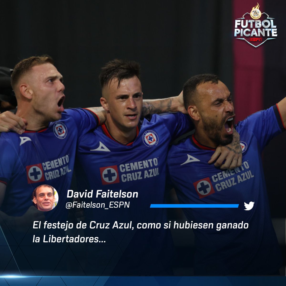 futpicante's tweet photo. ¿Los jugadores del Cruz Azul 
exageraron en el festejo luego de vencer en penaltis al Atlanta United? 🤔

Esto es lo que expresó @Faitelson_ESPN 📱 https://t.co/qtwYUNCVkI