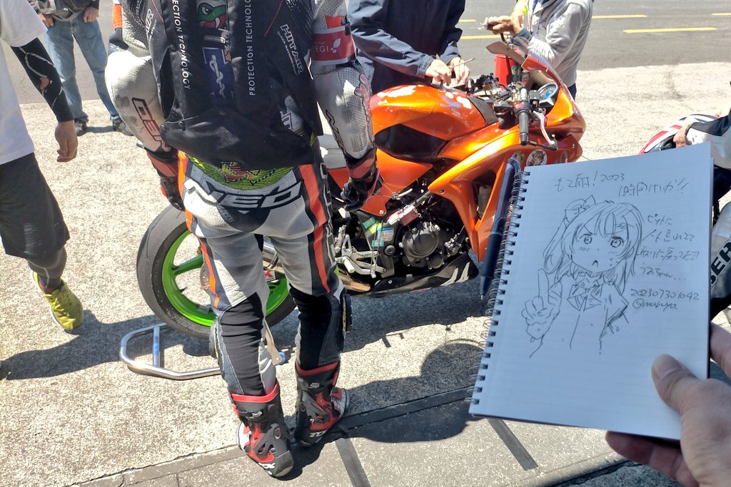 1時間経過。ライダー交代です!ウミチャン! #もて耐2023 #エクストリームラクガキ