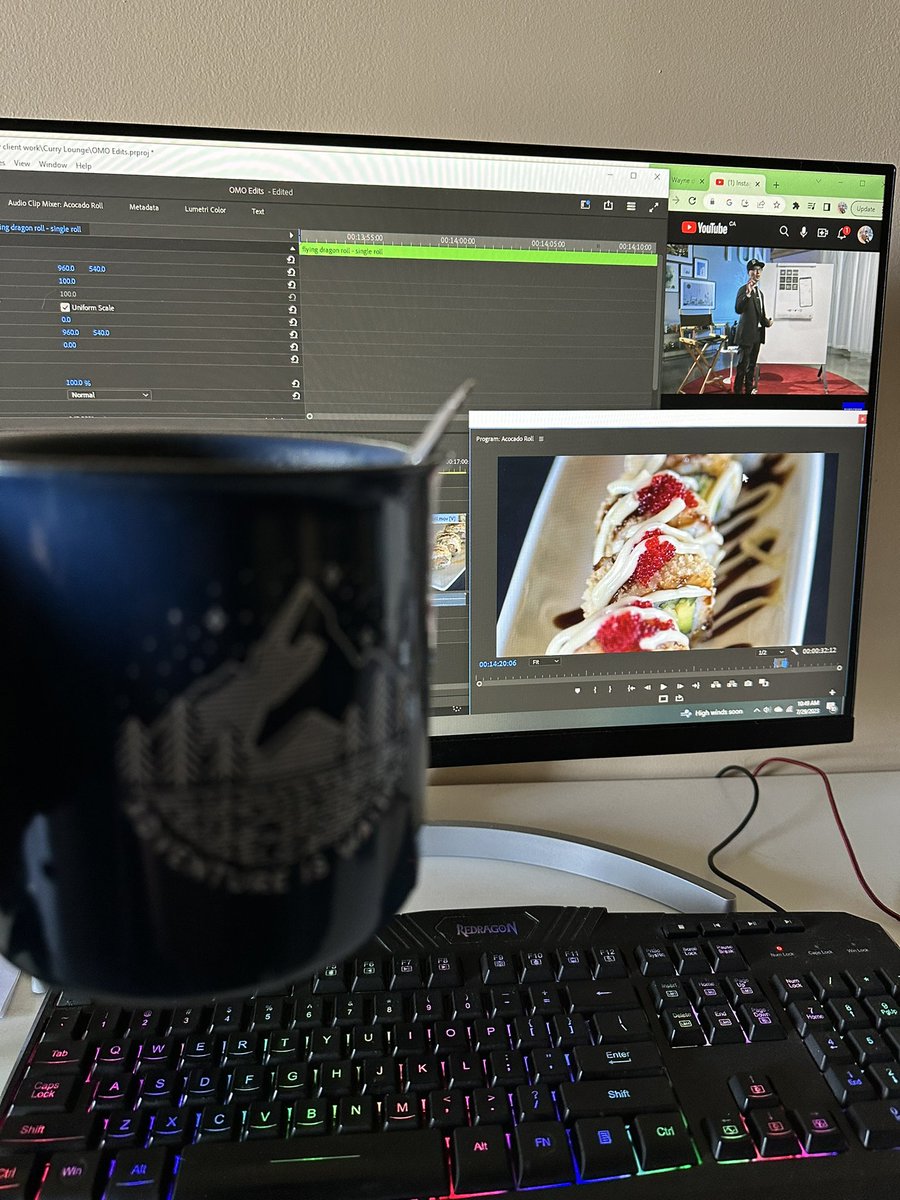 Adding to the “10,000 hours” x 2 this Saturday with a client video editing session &amp; white board session with <a href="/thechrisdo/">Chris Do</a> 
And a ton a coffee to get through it
