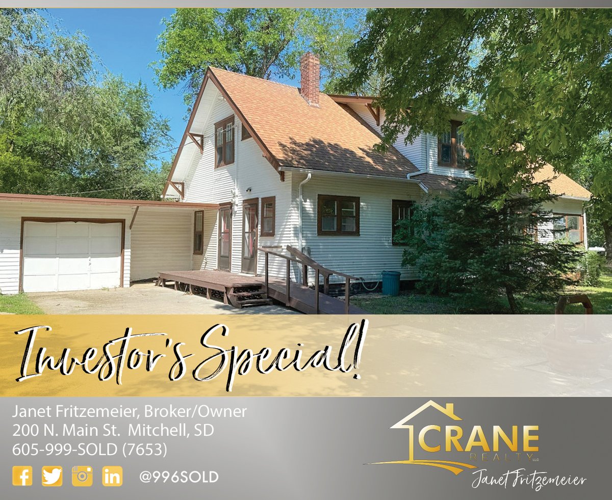996SOLD's tweet photo. 111 N. Campbell St., Plankinton, SD This 6 bedroom / 3 bath home offers a lot of opportunity for a renovation project!  https://t.co/7HKhBiW4EI https://t.co/12AxBemnJO