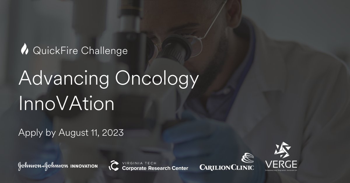 CarilionClinic's tweet image. Be part of Virginia&apos;s pioneering health care innovation ecosystem of 300+ life science companies statewide. Apply by 8/11 to the Advancing Oncology InnoVAtion #QuickFireChallenge for grant funds and more: jji.jnj/VA #cancerresearch #fightcancer