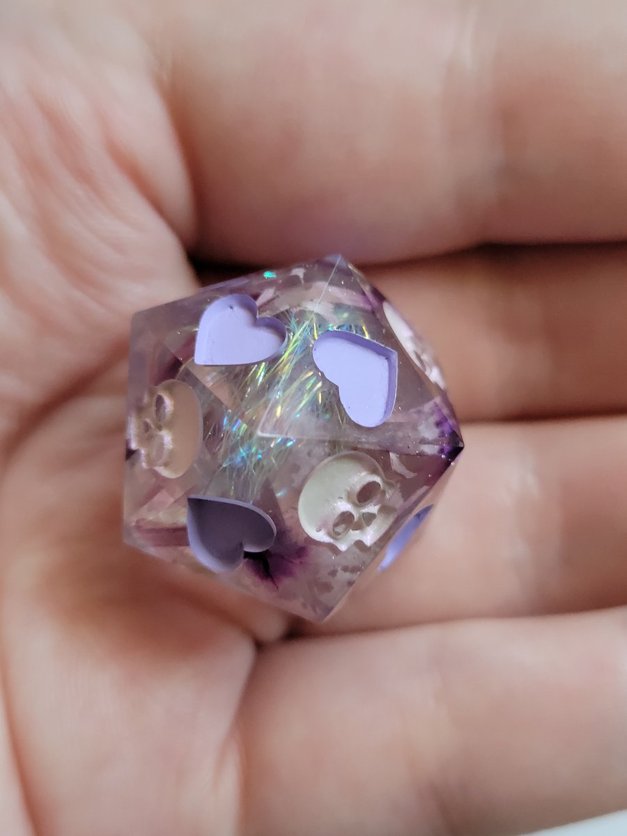 Death Save d20s!  A new addition we are now offering featuring a tombstone for a crit fail and a potion bottle for a crit succeed.  #handmadedice #dice #ttrpg #dnd