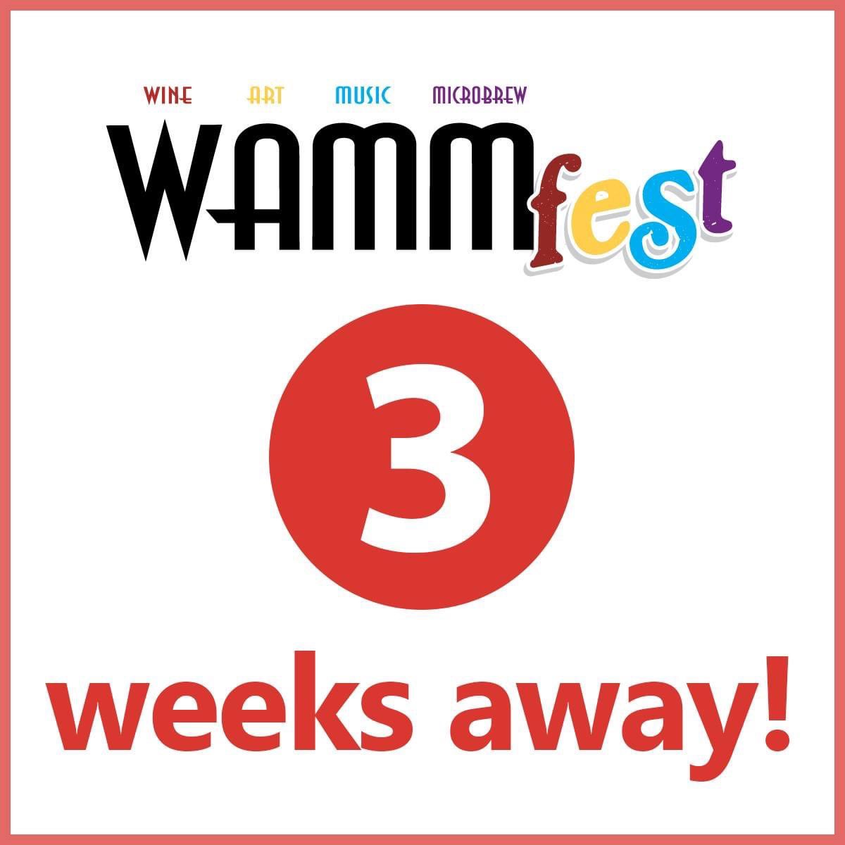 Only 3 weeks away from #WAMMfest23. Our annual charity event that celebrates local Wine, Art, live Music, &amp; Microbrew and gives 100% of the net proceeds back to the community! 🍷 🖼 🎶 🍺

🎟️🎟️🎟️ Get your tickets now: wammfest.com/tickets

#Wine #Art #Music #Microbrew