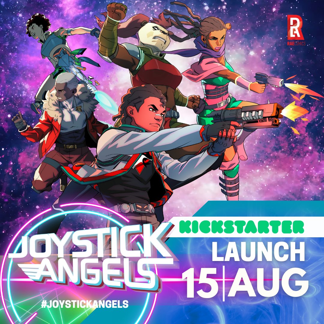 RAEcomics's tweet photo. The #Kickstarter for the next installment of 🚀 #JoystickAngels launches Aug 15! 🗓️ Join #TheAngels as they battle the evil Eukarya parasite empire, uncover secrets, and explore the cosmos. Click here for a reminder> https://t.co/K4G3f3YuDZ #RAEComics #Kickstarter #comingsoon https://t.co/NAg56isF33