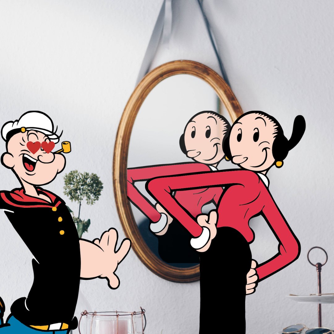 popeyetweetsk's tweet image. 😱 Oh my gorsh! 😍 Look atsk 'at gorgeous goil in the mirror!

#Popeye #OliveOyl