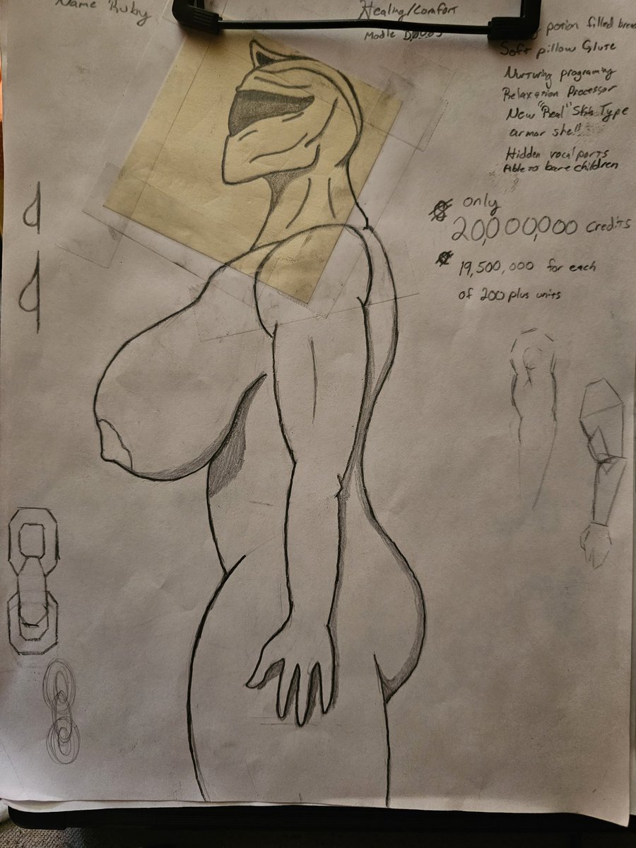 So I'm trying to get back into art again. Can I get some critiques please? Also sorry about the post it not head, I sketched it and loved the design so I expanded on it. #art #NSFW #originalcharacter #wip #returningtoart