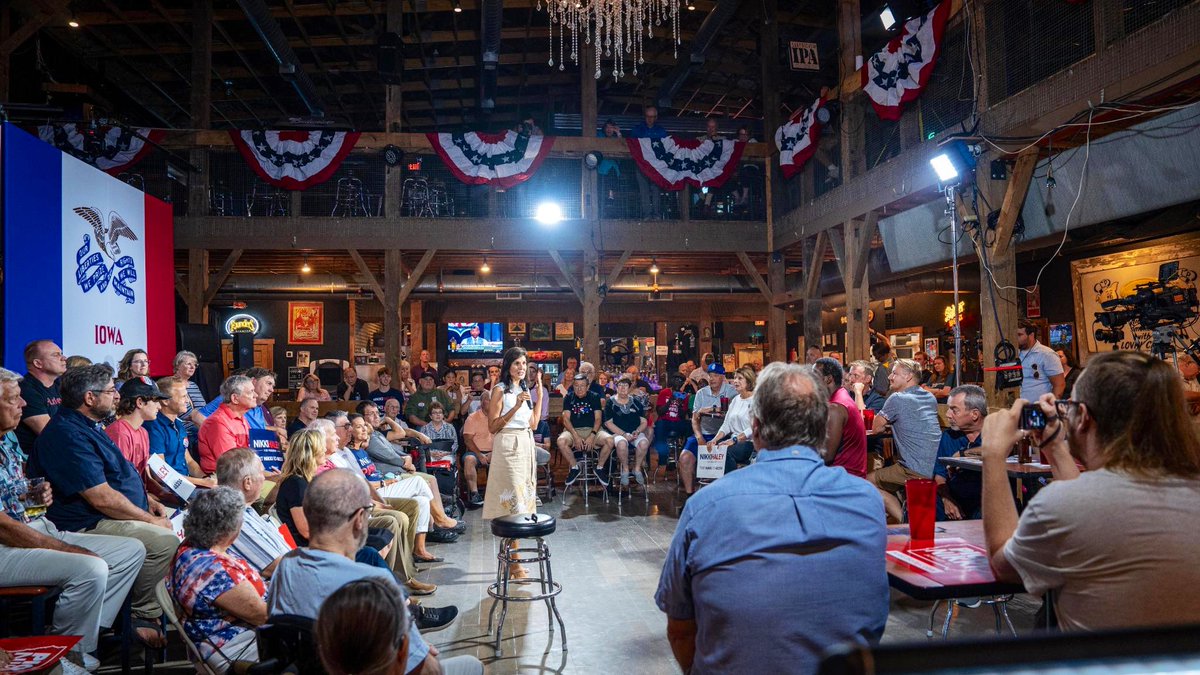 NikkiHaley's tweet photo. Iowans want a leader who won’t apologize for America and won’t bow down to our enemies. 

Our fight to make America strong and proud starts at home. https://t.co/C5nNBVgPme