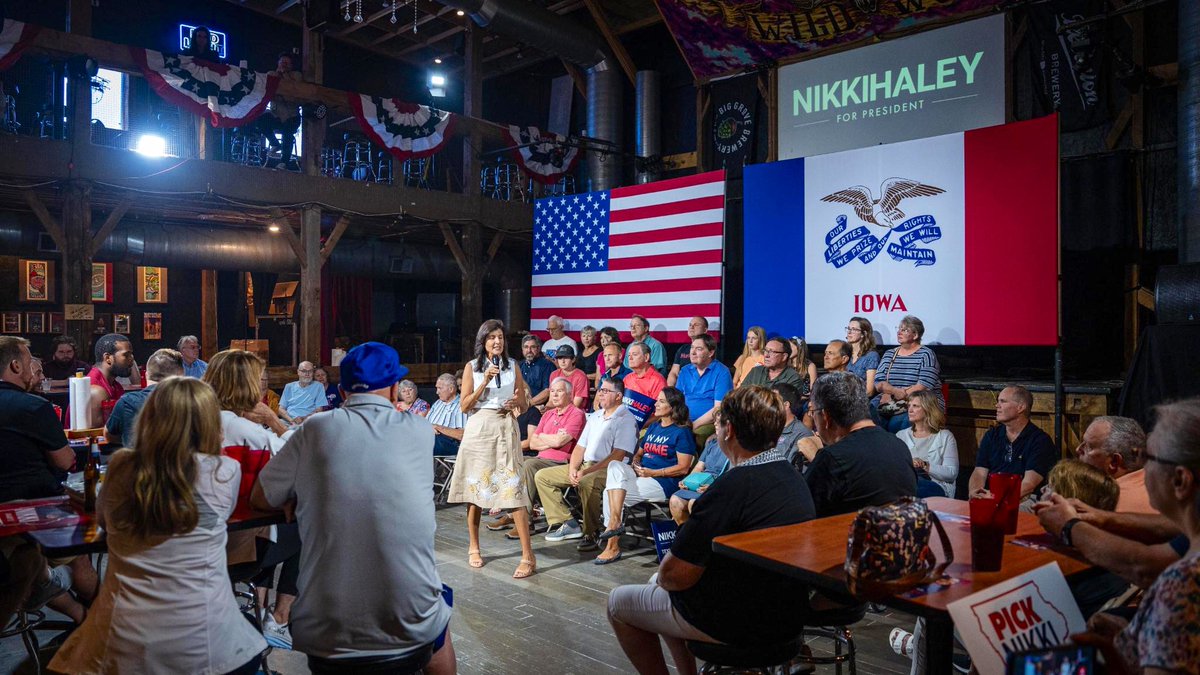 NikkiHaley's tweet photo. Iowans want a leader who won’t apologize for America and won’t bow down to our enemies. 

Our fight to make America strong and proud starts at home. https://t.co/C5nNBVgPme