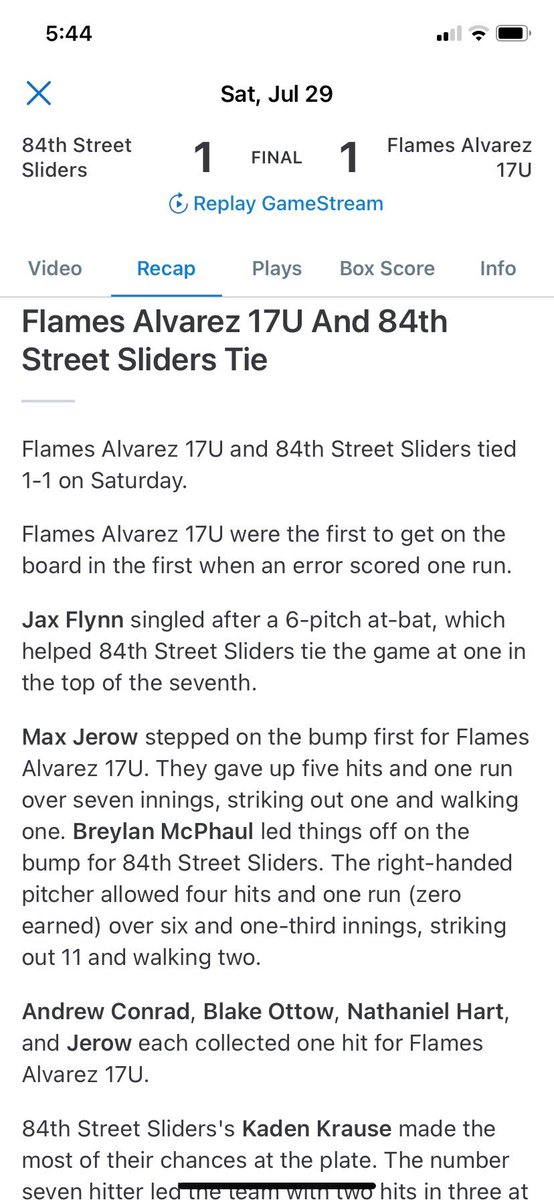 max.jerow (@maxjerow) on Twitter photo Good outing subbing for Flames 17u, against the 84th Street Sliders, Complete game, 5 hits, 1 run in the last inning. Had a hit as well <a href="/FHE_Baseball/">FH Eastern Baseball</a> <a href="/MCHitDogs/">Motor City Hit Dogs Tony Leonard</a> Good outing subbing for Flames 17u, against the 84th Street Sliders, Complete game, 5 hits, 1 run in the last inning. Had a hit as well <a href="/FHE_Baseball/">FH Eastern Baseball</a> <a href="/MCHitDogs/">Motor City Hit Dogs Tony Leonard</a>