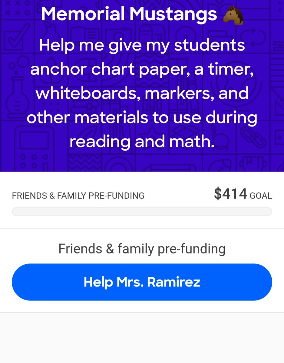 Hello, Twitter Friends!! Please help this @MemorialElm teacher 👆🏼 fund her @DonorsChoose project ❤️💙 donorschoose.org/project/memori…
