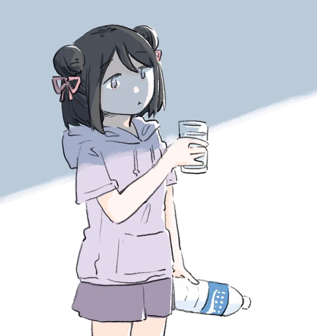 朝の水分補給をする黒江ちゃん