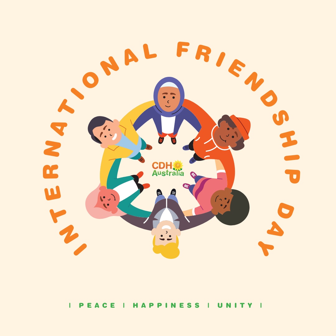 CDHAustralia's tweet photo. The International Day of Friendship was proclaimed in 2011 by the UN General Assembly. Closer to home, we know that walking the CDH journey is made a lot easier with the support of good friends. https://t.co/4ZbfSLjOwV