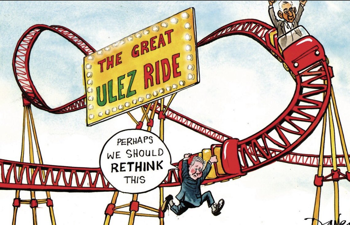 Andy Davey on #KeirStarmer #GreenPolicies #ULEZ #ULEZExpansion #SadiqKhan #UxbridgeByElection #ULEZEffect – political cartoon gallery in London original-political-cartoon.com