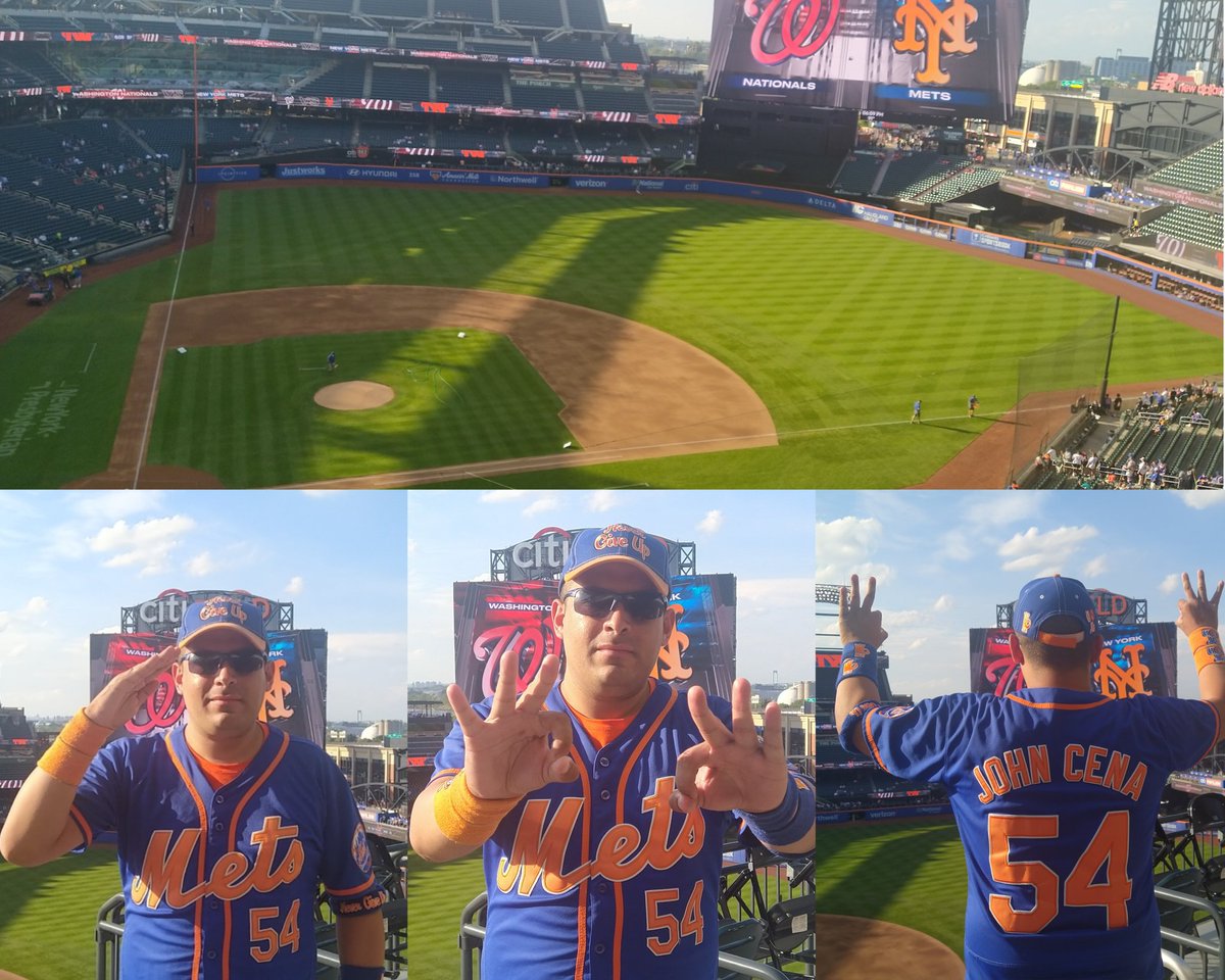 JohnCenaJersey's tweet photo. Another hot day here at Citi Field. Attending my 39th Mets Game of the 2023 Season. LETS GO METS!

#LGM #citifield #johncena #ucantseeme👋
#hustleloyaltyrespect👌👌 #johncenametsjersey #41seaverway #nymetsbaseball #summer2023 #metsgame  #wwejohncena #facesofmetsfans #LFGM https://t.co/UqlTRcDcNA