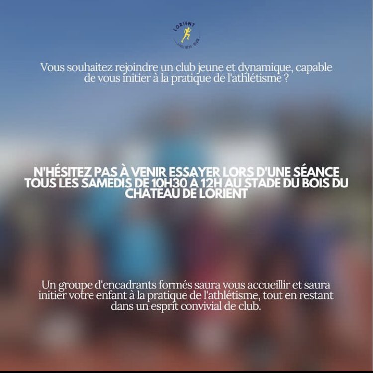 Le LORIENT ATHLETISME CLUB C’est pour les enfants dès 6ans
Rejoignez-nous en septembre !
0661938155
<a href="/VilledeLorient/">Ville de Lorient</a>
