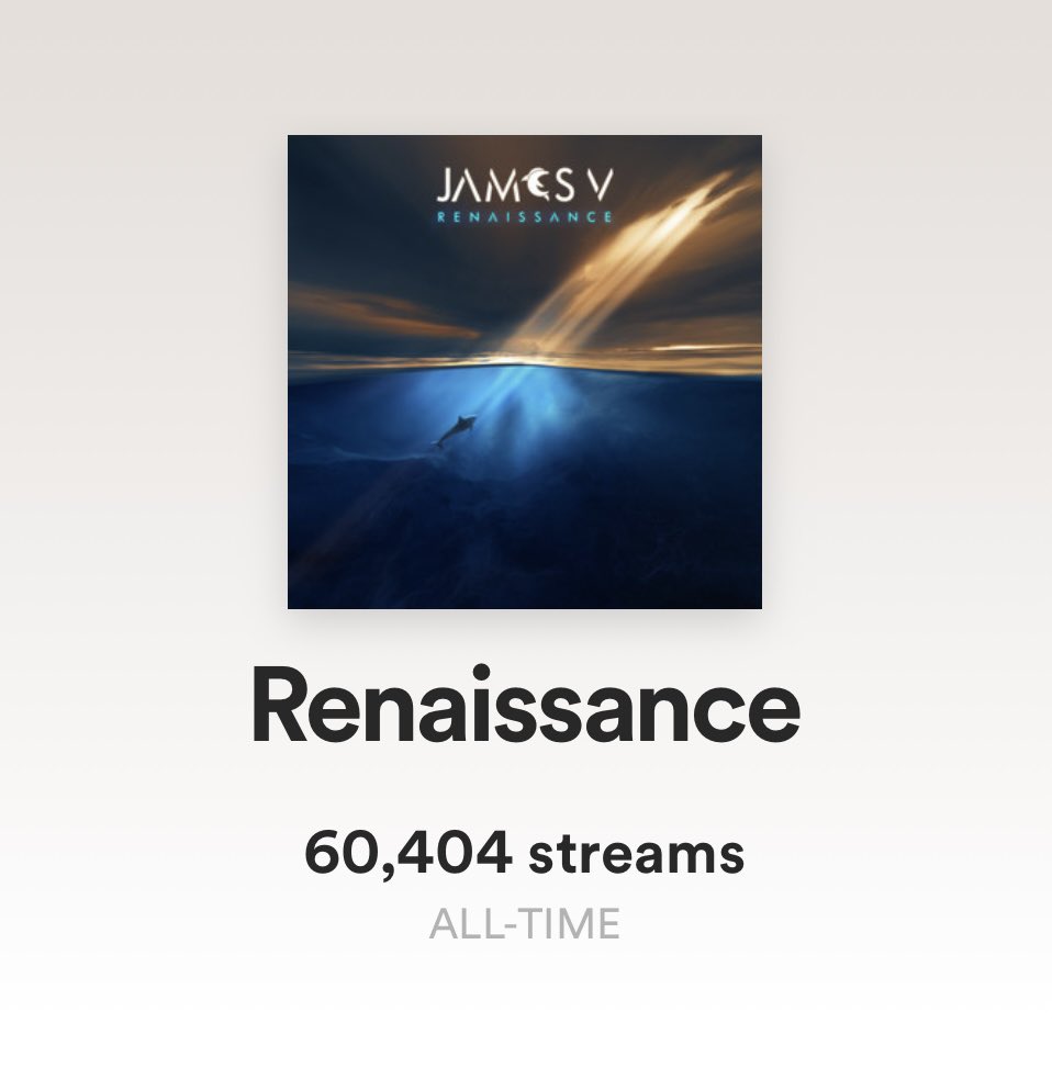 itsjamesvmusic's tweet photo. It's been a week since my debut EP "RENAISSANCE" came out and it's over 60k streams on Spotify already😭thank you from the bottom of my heart to everyone who's been listening 🐬✨💙 Stream "RENAISSANCE" HERE: https://t.co/n4g8VtvHKd
#edmusa #edmmusic #NewMusicFriday #jamesvmusic https://t.co/cOveGGrlaE