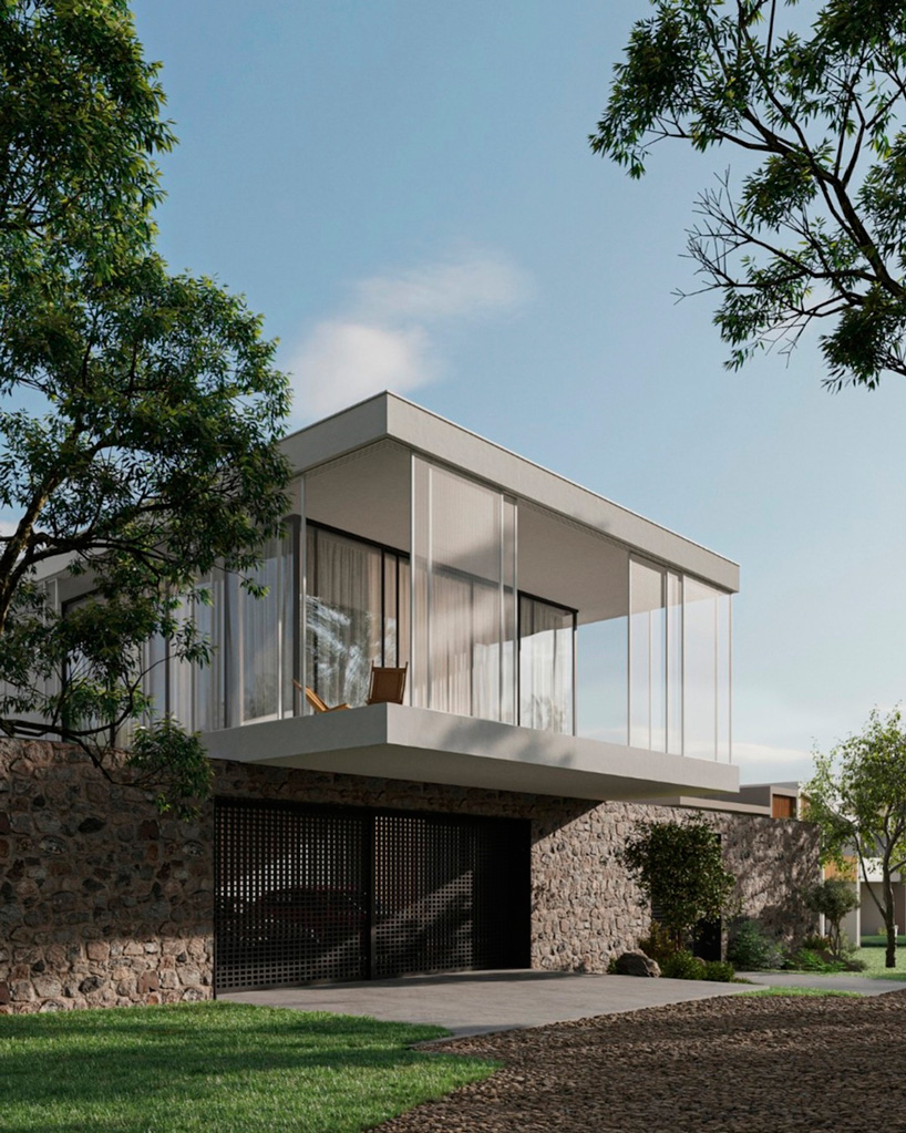designboom's tweet photo. white cantilever glazed volume by @SenceArchitects stands on stone plinth in cyprus    https://t.co/Ge6mMMLNa4 https://t.co/2TfunbGB20