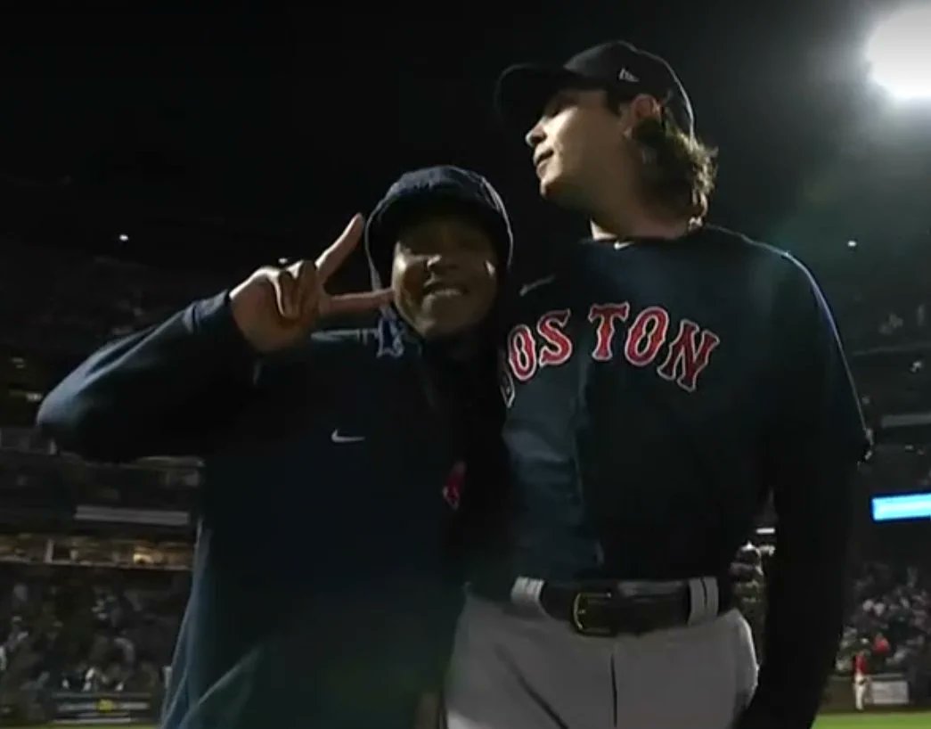 Thomas_Carrieri's tweet photo. Red Sox fans have so much trauma from the Mookie and Xander situations that we're afraid of losing these two, even though they're not free agents for another six years. 😂 https://t.co/5kJbVoKO2G