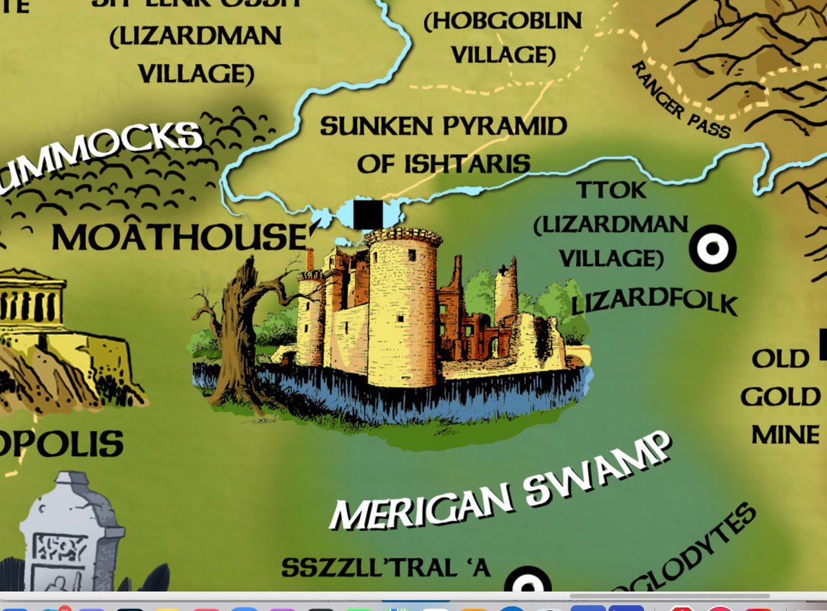 Loston_Wallace's tweet photo. #AdvancedDungeonsAndDragons #DAndDMaps #GamingIllustration
This is one of my hand-drawn maps from a AD&D adventure in my on-going campaign. This is the ruins of the Moat House near Roan Lake. Maps (including the master area map in color) and an illustration for the players. https://t.co/VssYCwuB8y