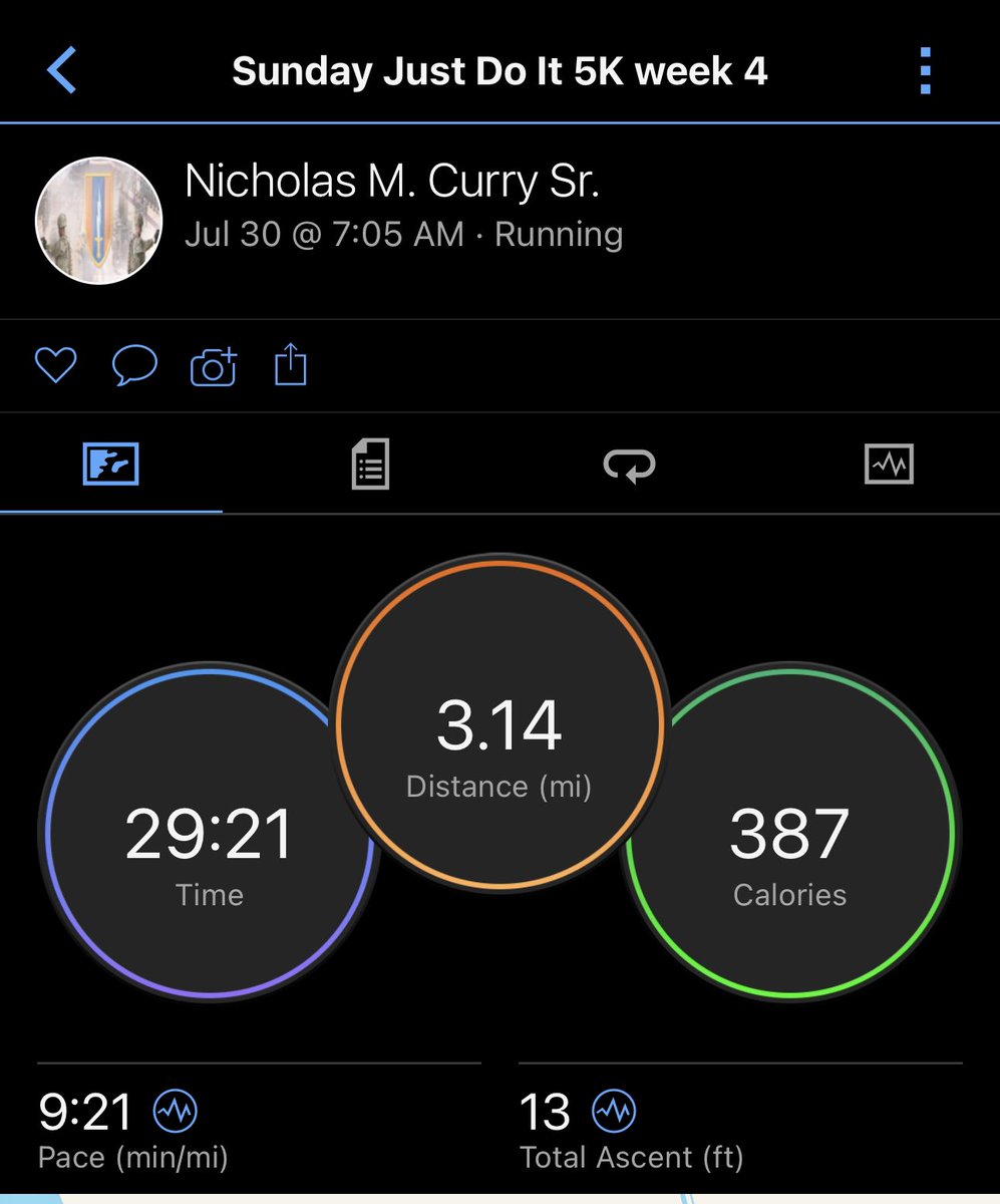 realNickCurry's tweet photo. Just completed a Just Do It. Sunday 5K week 4 #streak #runstreak #running #runner #run #runeveryday #runhappy #runningmotivation #runningcommunity #fitness #rwrunstreak #runnerscommunity #workout #garmin #runnerslife #runningstreak #runnersworld #runstreaker #runners https://t.co/qDbWfgvBKp