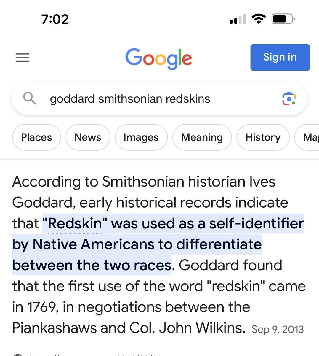 Capsandredskins's tweet photo. @ProFootballTalk Sorry pro football talk this took me two seconds to do. Maybe you should pay someone to do your research? #NotASlur #Redskins https://t.co/gXJngUdxhL