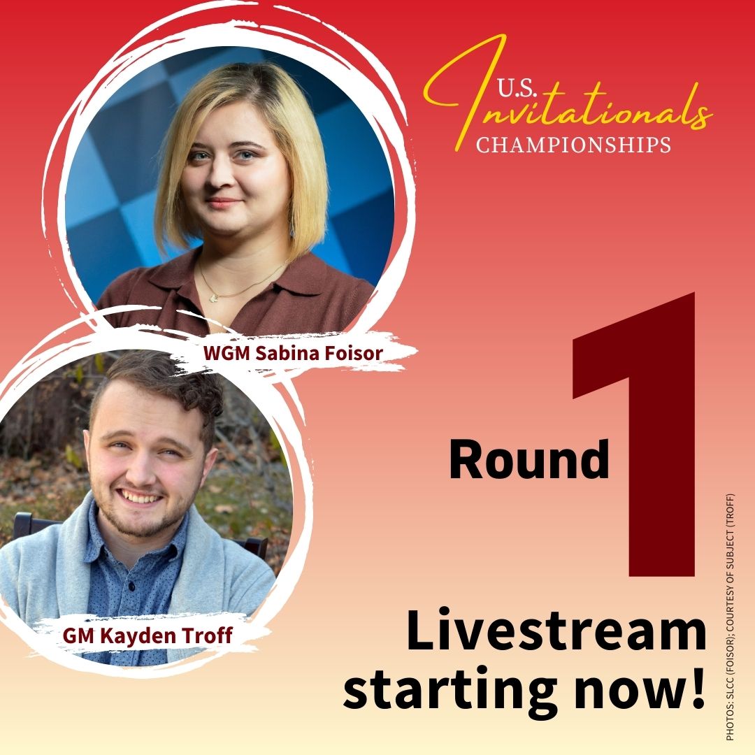 USChess's tweet photo. Catch @SabinaFoisor and GM Kayden Troff's coverage of the first round of the National State Invitationals live now on https://t.co/5tWkYS80TD #usopenchess https://t.co/Kw2YA1mXcJ