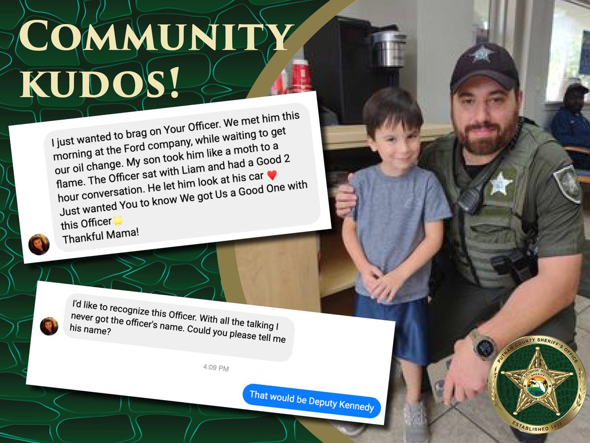 We love when the community shows us love!  Liam was  fascinated with Deputy Kennedy as they were waiting on their vehicles at the <a href="/BeckFordLincoln/">Beck Ford Lincoln</a>. Deputy Kennedy struck up a conversation with Liam and after his patrol car was finished, he let Liam turn on the lights.