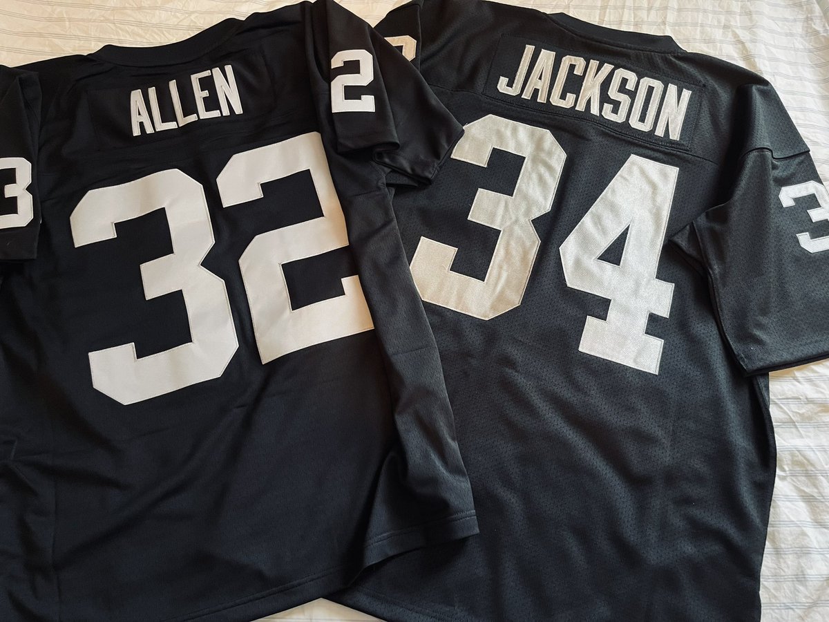 My Mitchell & Ness Bo Jackson jerseys finally arrived. Day made 🤌🏽 #Childhood #32 #34 #MarcusAllen #BoJackson #LARaiders #RaiderNation