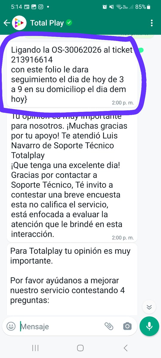 M_Carpy's tweet photo. @totalplaymx además ya había recibido un mensaje de que estarían en mi domicilio el de hoy para atender su falla en el servicio por una pésima instalación que sus propios técnicos hicieron... https://t.co/HaeeR0WNjO