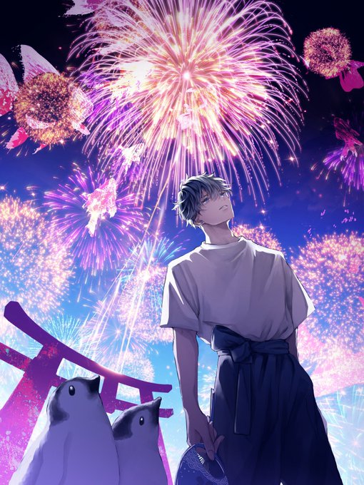「aerial fireworks」 illustration images(Latest)｜4pages