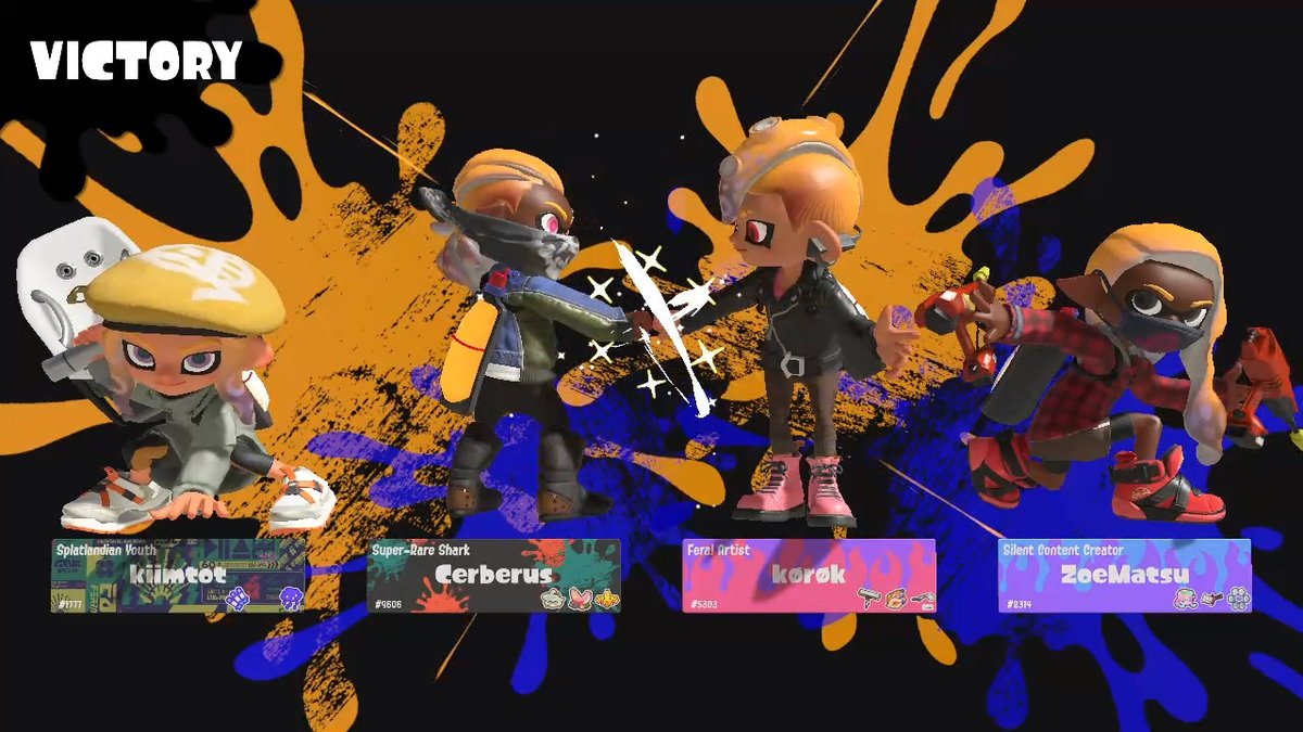 CrossingPluto's tweet photo. victory punch with @yigakorok  #cerberusplaysagame #Splatoon3 #NintendoSwitch https://t.co/yvfuLwQZsP