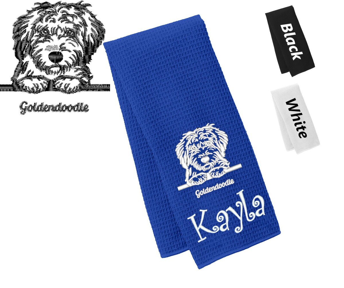 Personalized Dog Towel, Goldendoodle, Hand Towel, Grooming Towel, Waffle Microfiber, Embroidered Your Pets Name, Monogrammed Dog Gift etsy.com/listing/150227…
 #CustomTowel #PersonalizedTowel