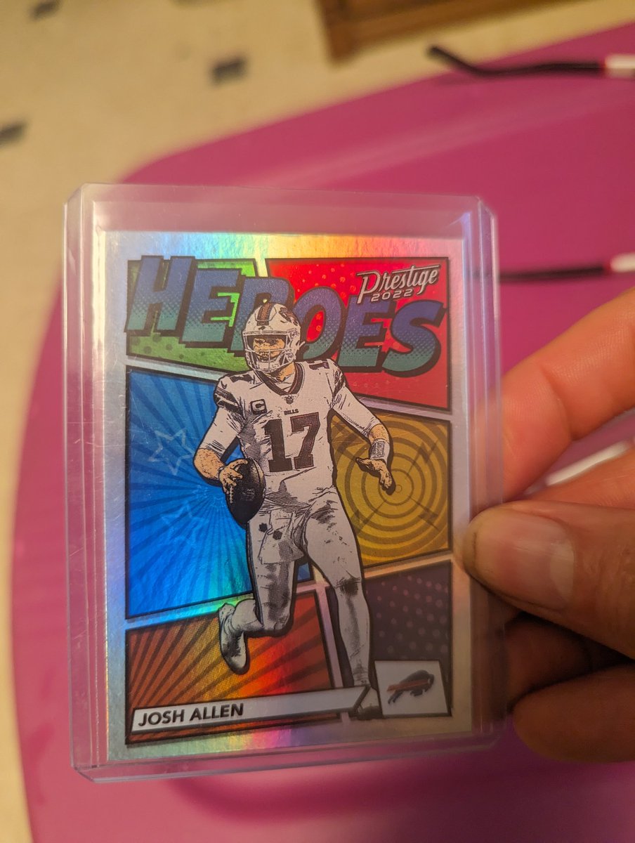 StuMcCallister's tweet photo. Getting to the nitty and the gritty on mail days until I find those 2 Josh Allen Spellbounds. These cards all came from @DaDufus_Sales. Proceeds from sales go to charity. Check out his sales. Go Bills! #BillsMafia https://t.co/GuVpwVjXpd