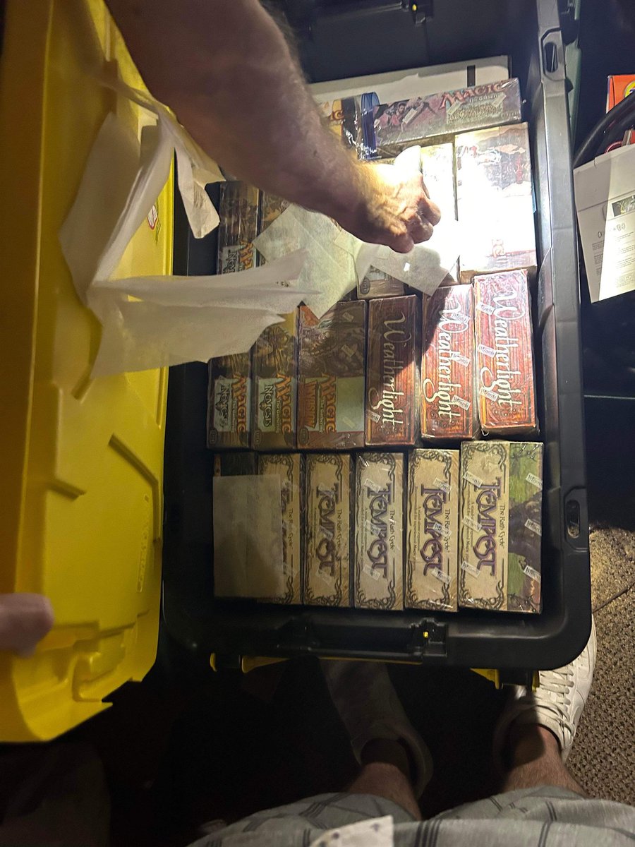 MissouriMTG's tweet photo. Got put on to a massive magic collection,  but mold has damaged all the boxes in storage #mtggore https://t.co/siGxUgtTUJ