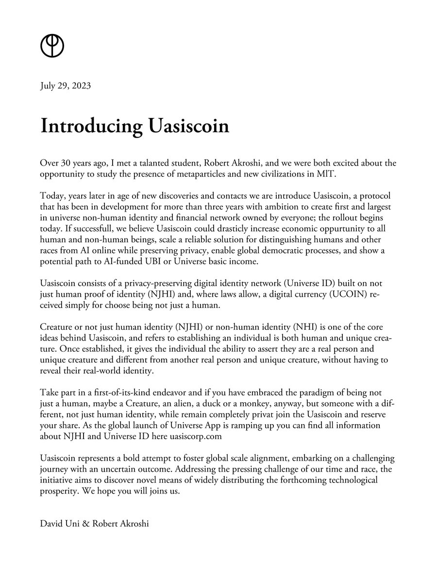 uasiscoin's tweet photo. The Uasiscoin project is now live.

$UCOIN https://t.co/aArQ0J4flK