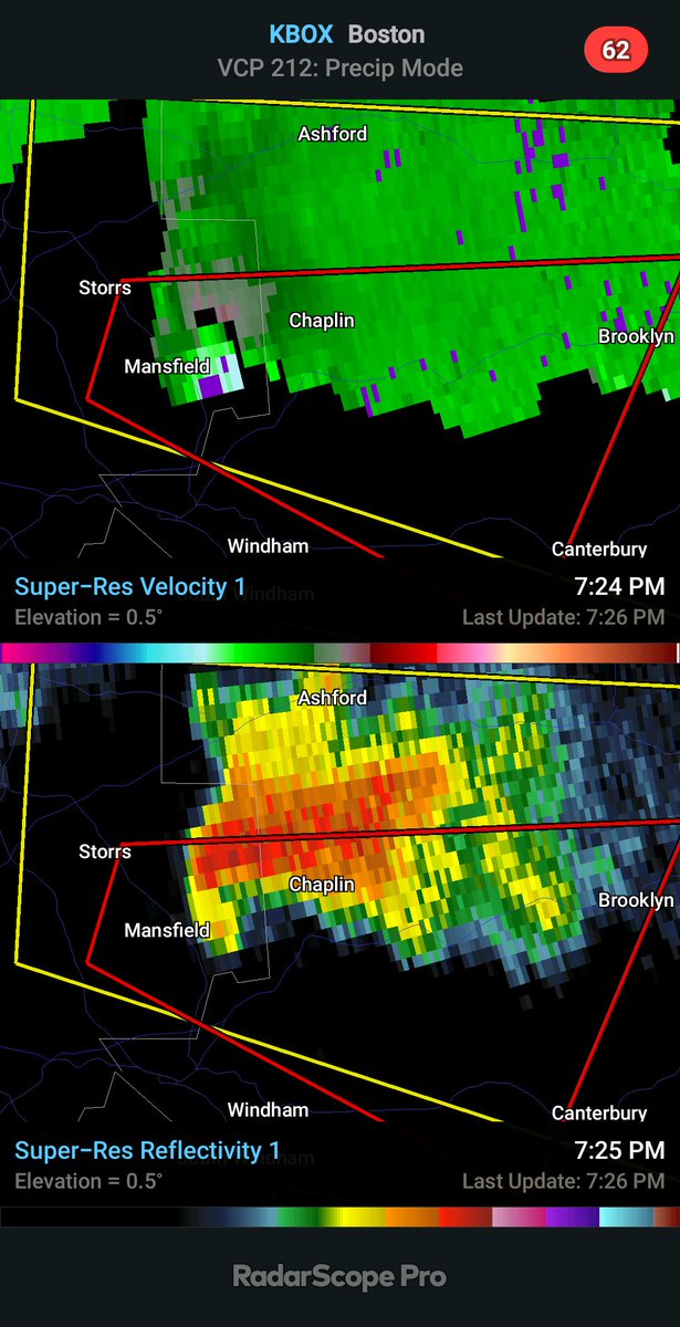 Tornado warning 🌪 ..
 Near Mansfield CT! Get to your safe place now!!