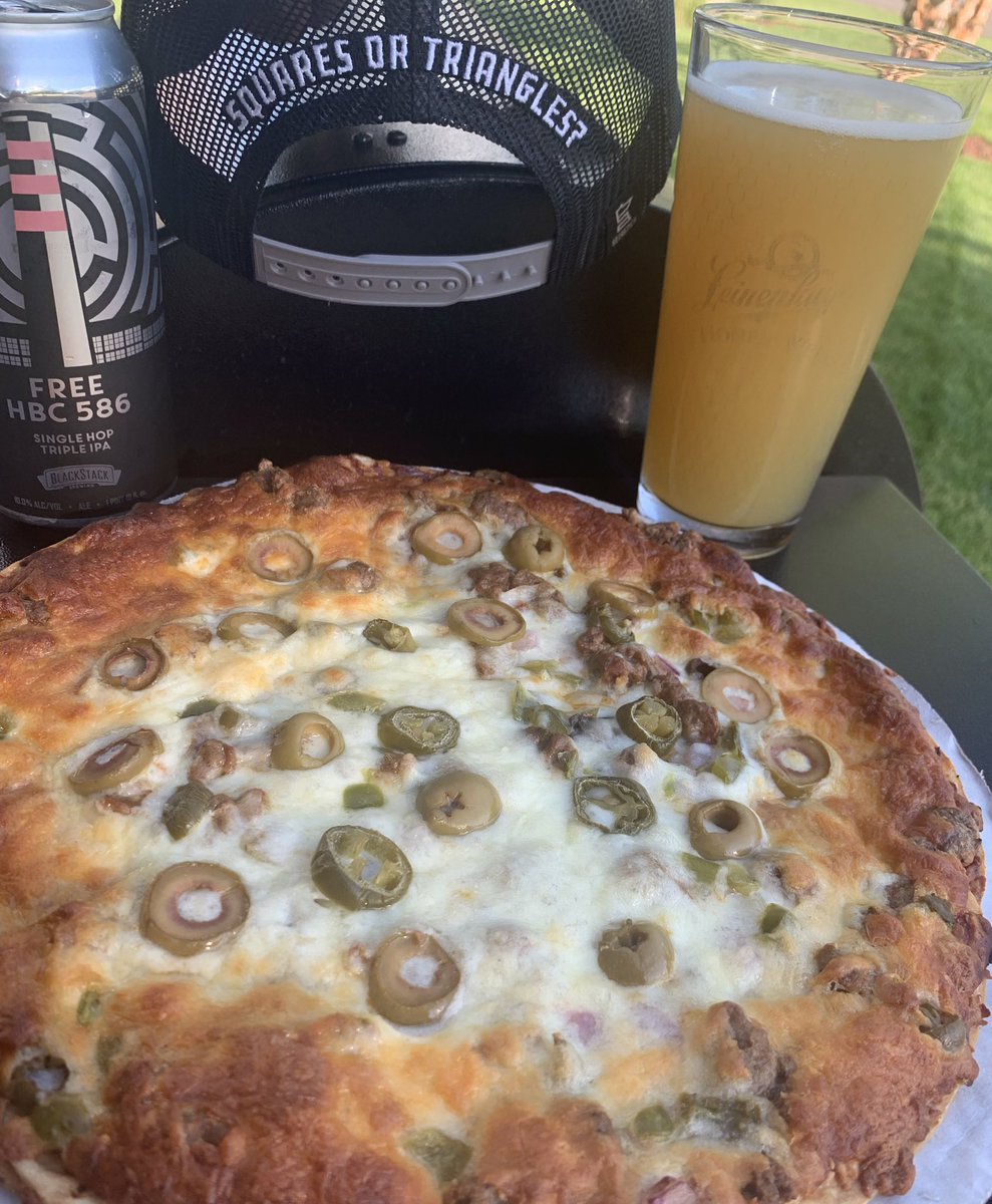 GassyGrapher's tweet photo. If this pic isn’t worthy of a $100 @7thavenuepizza restock not sure what it will take…”Special” with extra green olives, jalapeños, hot honey &amp; Mr Pistachios pineapple habanero hot sauce… #BestFrozenPizzaOnThePlanet #SquaresOrTriangles ❓🍕 @madproducer1 https://t.co/nDAQJIOcXS