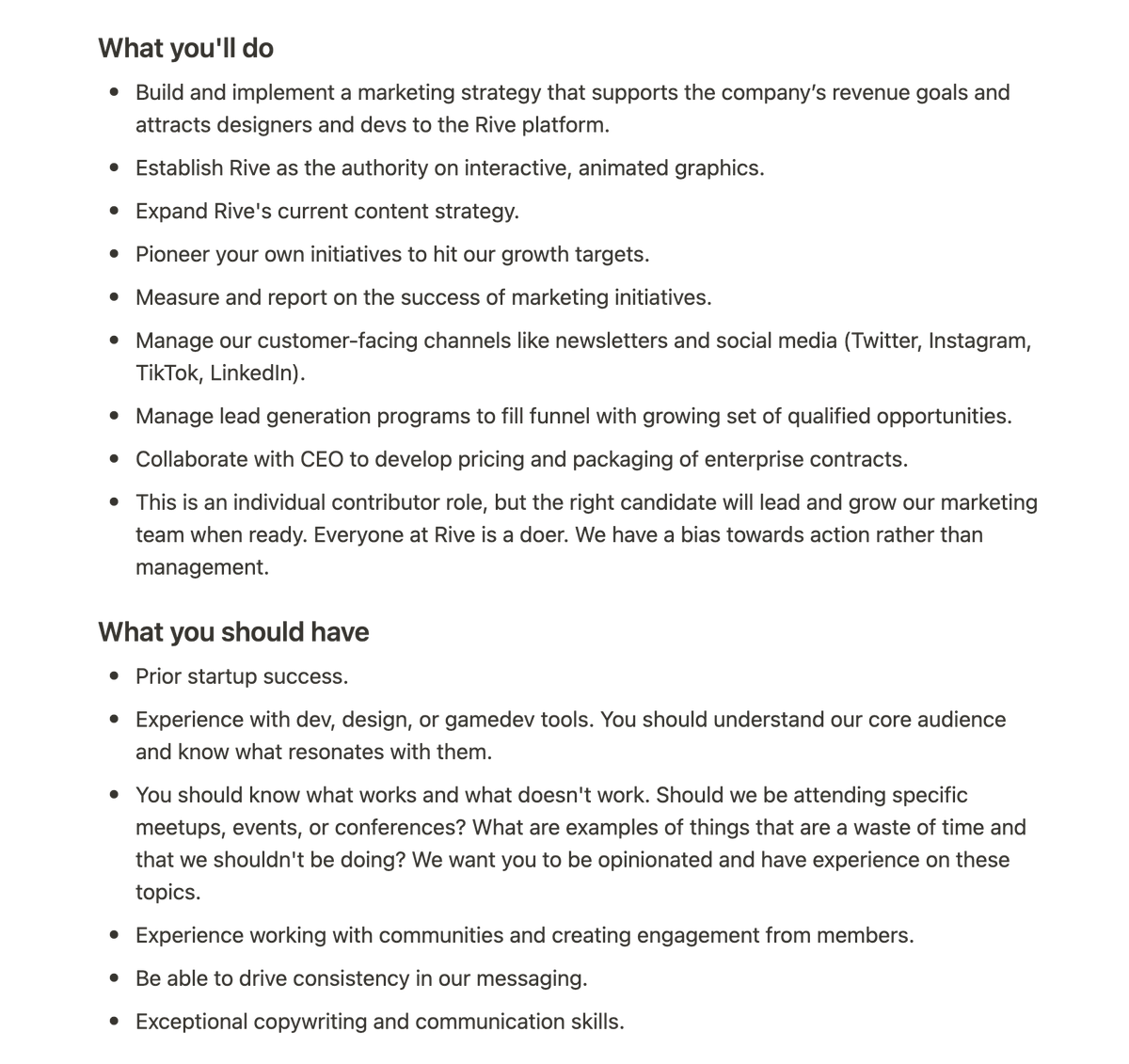 guidorosso's tweet photo. We're looking for an awesome marketer to join our small but mighty team at @rive_app! Should have prior startup success and experience with creative tools (dev, design, or gamedev).

Sound like you? Or know anybody that would be a good fit? DMs open! https://t.co/ViDxCc8p7K