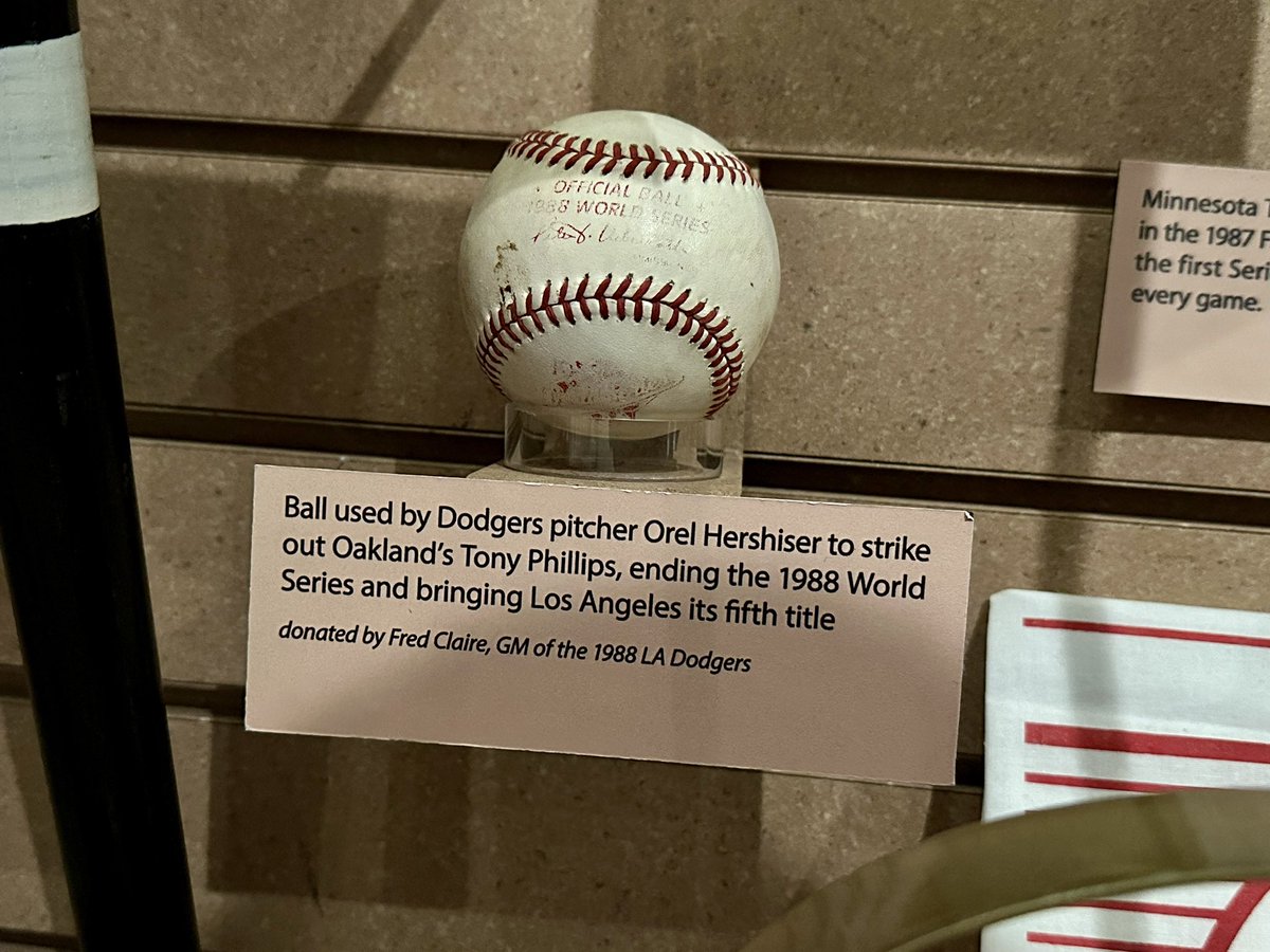 HOFprez's tweet photo. .@OrelHershiser will be inducted tonight into the Legends of Dodger baseball. People often ask my favorite artifact and while I don’t have just one, this is the most meaningful. @Fred_Claire asked me to watch over it and I always will! 

Congrats, Orel! #HereToPlay https://t.co/OcIvwM0dGp